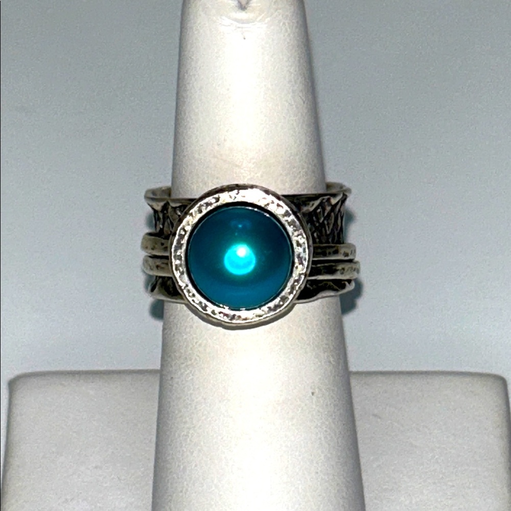 NWT Passage To Israel Designer Fidget Ring Sterling Silver Genuine Mobe Pearl